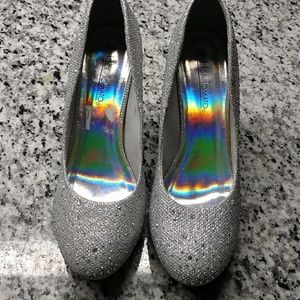 Silver sparkle heels